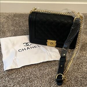 Inspired  C.C Black and Gold Quilted Bag
